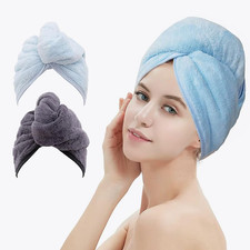 2 Pack Hair Drying Towels, Hair Towel Wrap,Absorbent Microfiber Hair Towel Turba