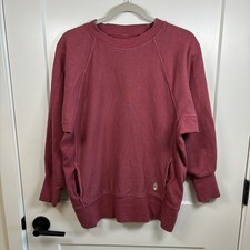FREE PEOPLE Movement Better Days Oversized Sweatshirt Red Burgundy Size XS