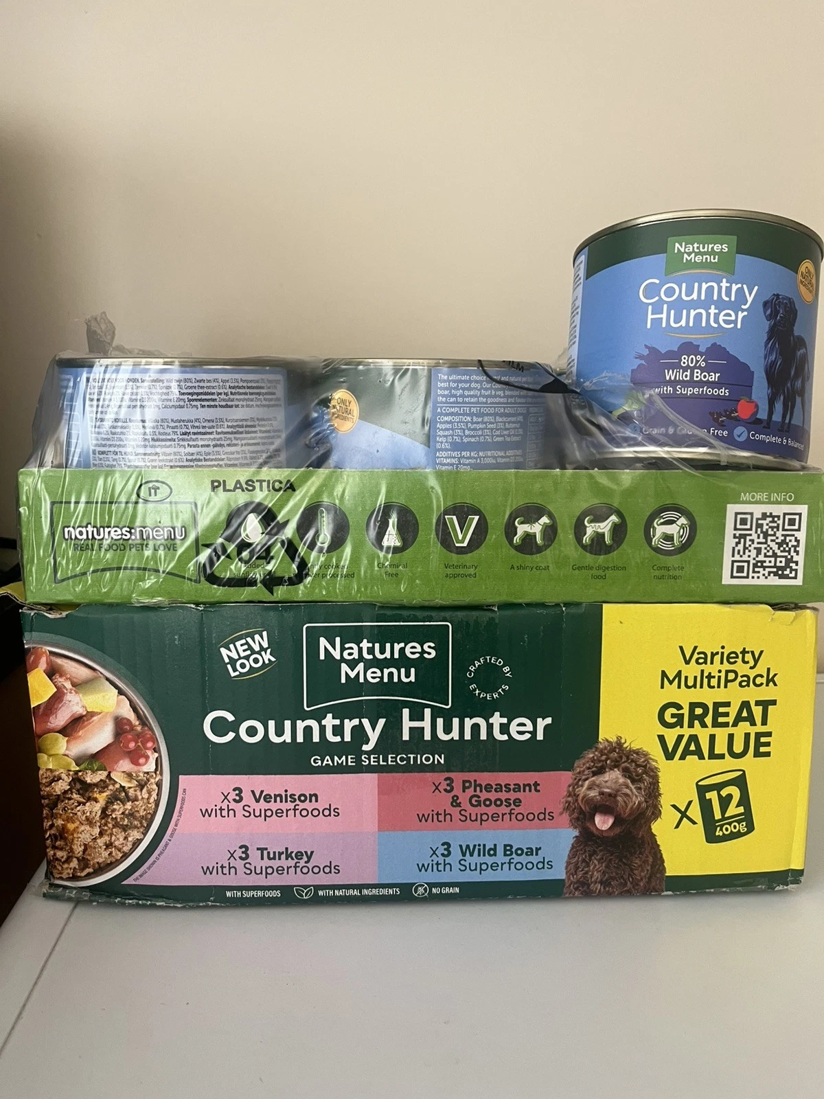 Natures Menu Country Hunter 6x600g tins & 12x400g tins so 18 tins in total Bnib
Opens in a new windo