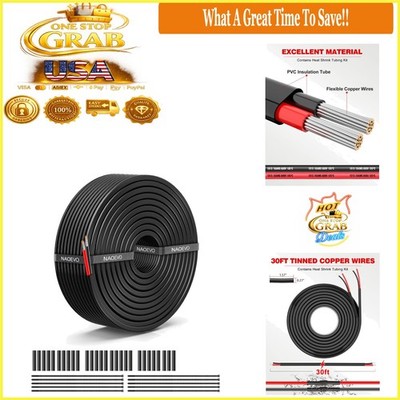 18 Gauge 2 Conductor Electrical Wire 30ft Tinned Copper PVC Low Voltage