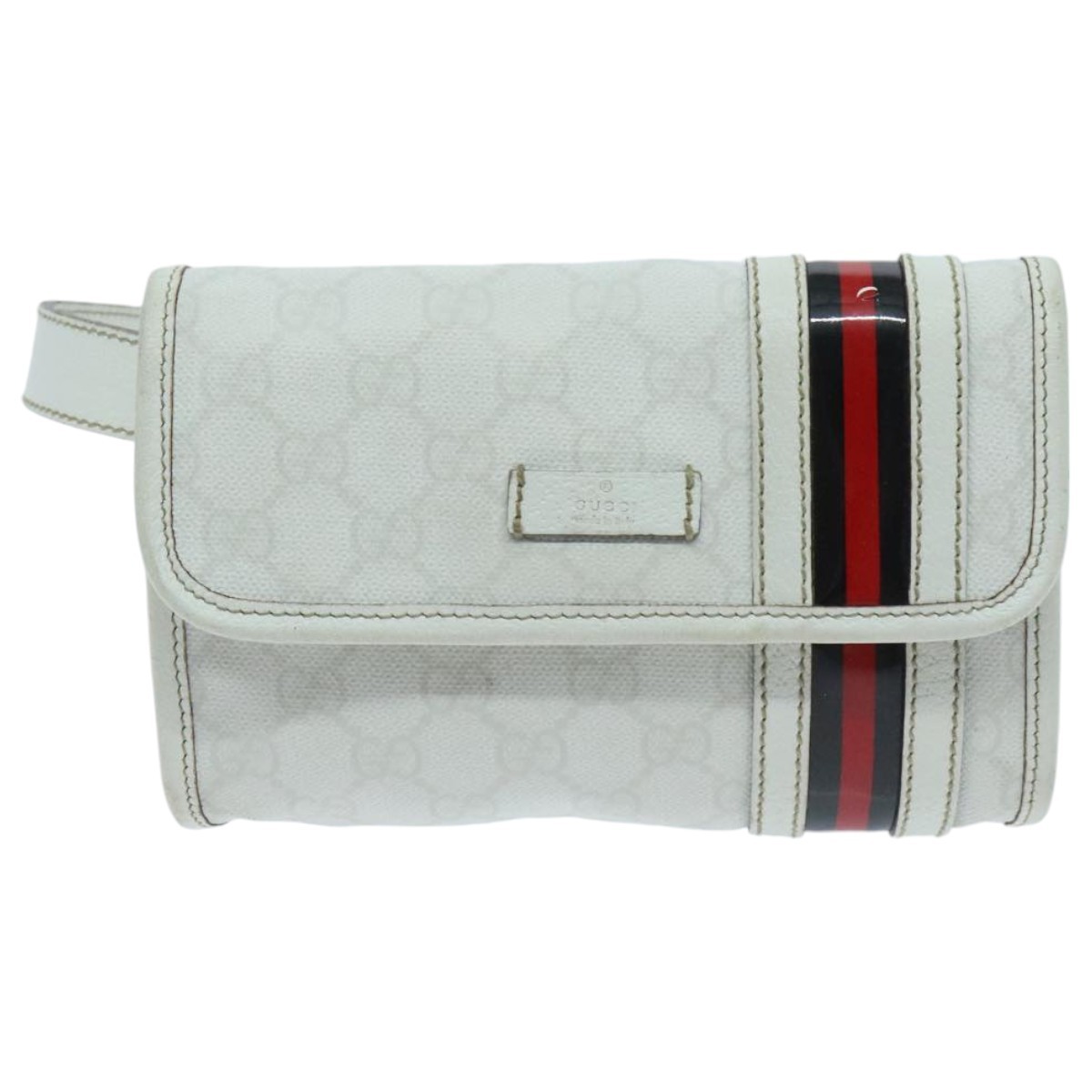 Gucci Sherry White Canvas Shoulder Bag Authentic