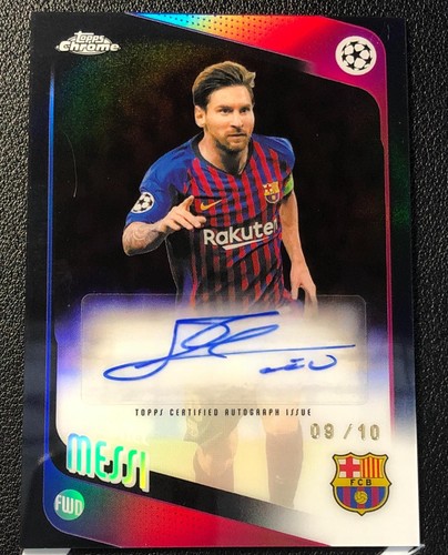 2025-26 Topps Chrom UEFA Lionel Messi 9/10 Black Auto #Jsy