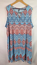 New Directions Women's Dress Size 2X Blue Sleeveless Pullover Shift Dress