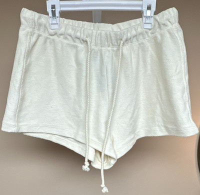 Universal Thread Women s White Athletic Shorts Drawstring Terry Cotton Gym S b3