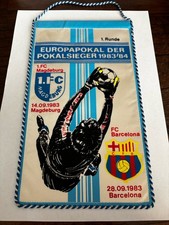 Wimpel 1.FC Magdeburg FC Barcelona 1983 pennant DDR Fußball Oberliga FCM