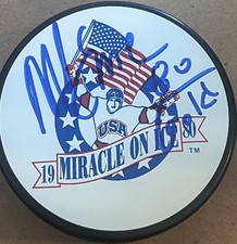 Mike Eruzione Signed Autographed Miracle On Ice Puck 1980 Gold Psa/Dna Coa