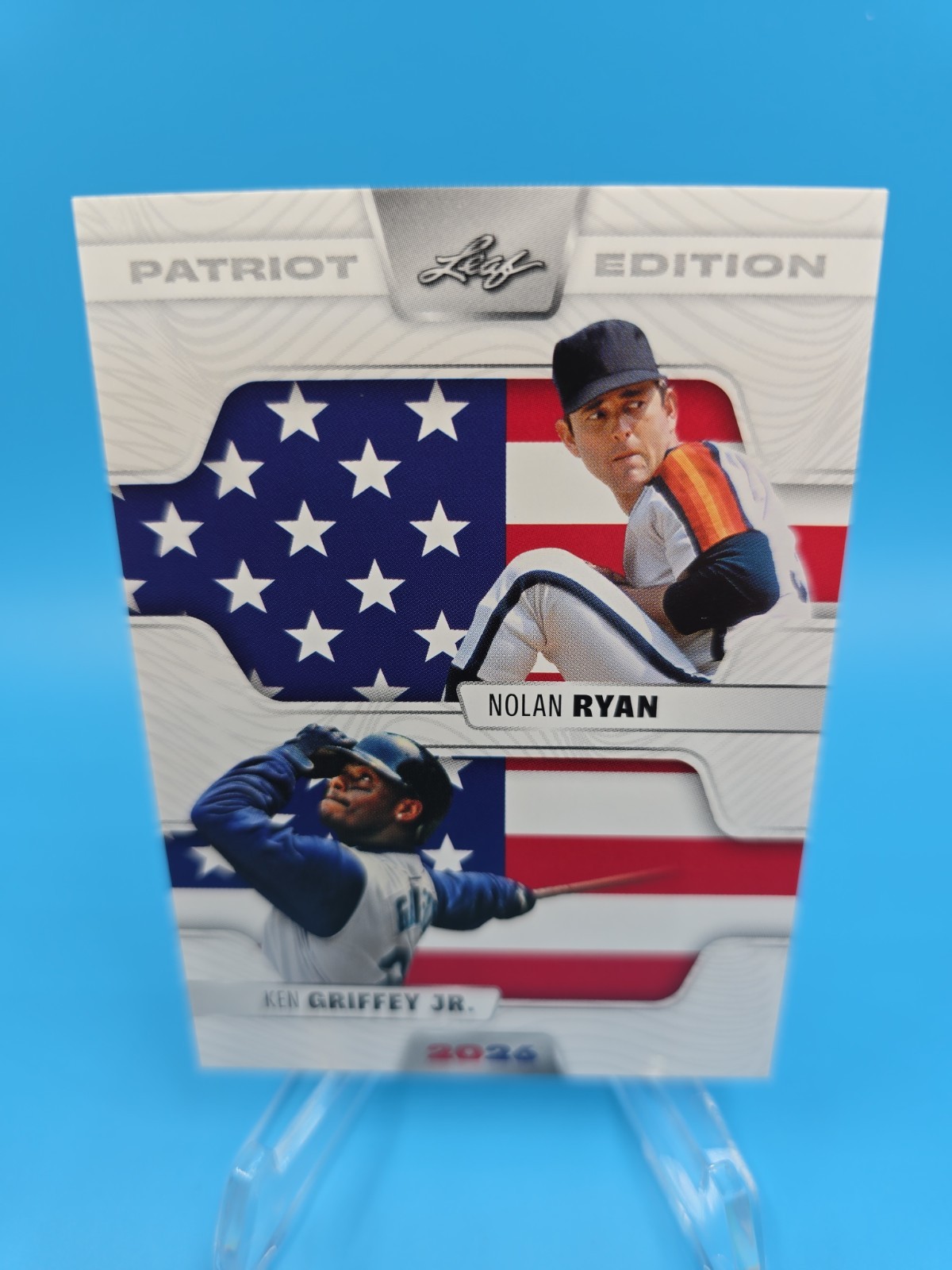 2026 LEAF 250TH ANNIVERSARY PATRIOT EDITION RYAN/GRIFFEY JR. PD-26 BASEBALL CARD
