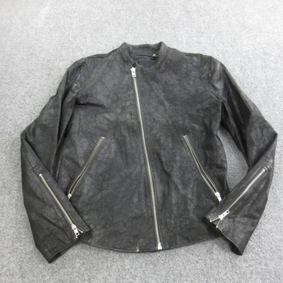 BLK DNM Jacket Mens Medium Black Leather Motorcycle Full Zip Lined Biker