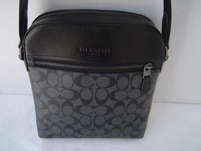 AUTHENTIC COACH BLACK/CHARCOAL SIGNATURE HOUSTON FLIGHT BAG #4010  VGC