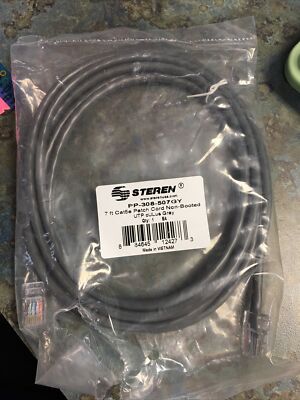 Open: New Steren 7' ft Cat5e Patch Cord Non-Booted UTP cULus Grey PP-308-507GY