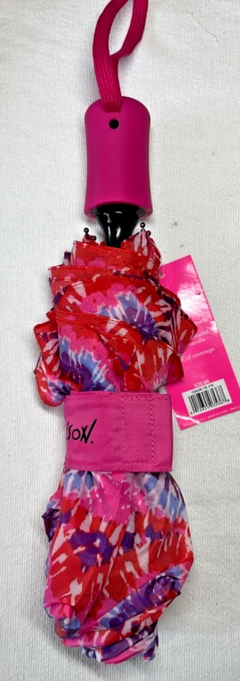 BETSEY JOHNSON  WOMEN'S UMBRELLA  TIE DYE PINK BLUE AUTOMATIC OPEN NWT - Image 2 of 2