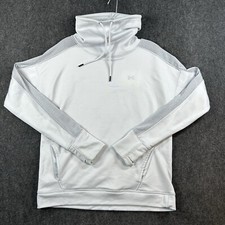 Under Armour Cowl Neck Sweater Women s Medium Light Gray Thumb Holes Pockets