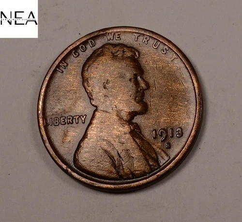 1913-S Lincoln Wheat Penny Cent ~ Fine/Very Fine (F/VF) ~ Key Date! (W413)