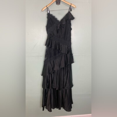 Anthropologie BHLDN Elora Sleeveless V Neck Ruffle Lace Maxi Dress Black Size 12 | eBay Anthropologie BHLDN Elora Sleeveless V Neck Ruffle Lace Maxi Dress Black Size 12 | eBay