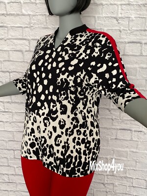 Shirt Tunika 3/4 lange Fledermaus-Ärmel schwarz/weiß Gr. 36-52 neu
