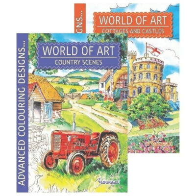 2 X Country Scenes, Castles & Cottages Advanced Colouring