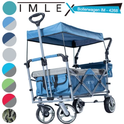 IMLEX Bollerwagen IM-4268 Schiebe u. Zieh Funktion Strandwagen Kinderwagen