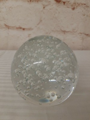 Clear Glass Round Crystal Ball Paper Weight With Air Bubbles Ebay