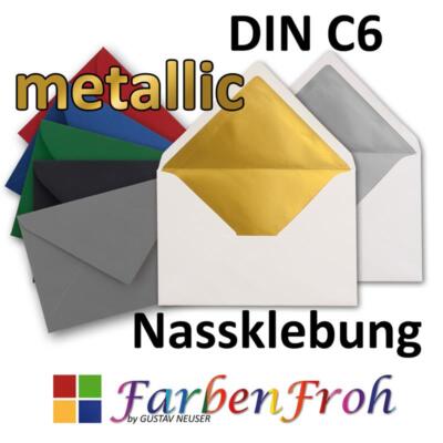 DIN C6 Kuverts - gefüttert mit Metallicpapier - 120 g/m² - Nassklebung