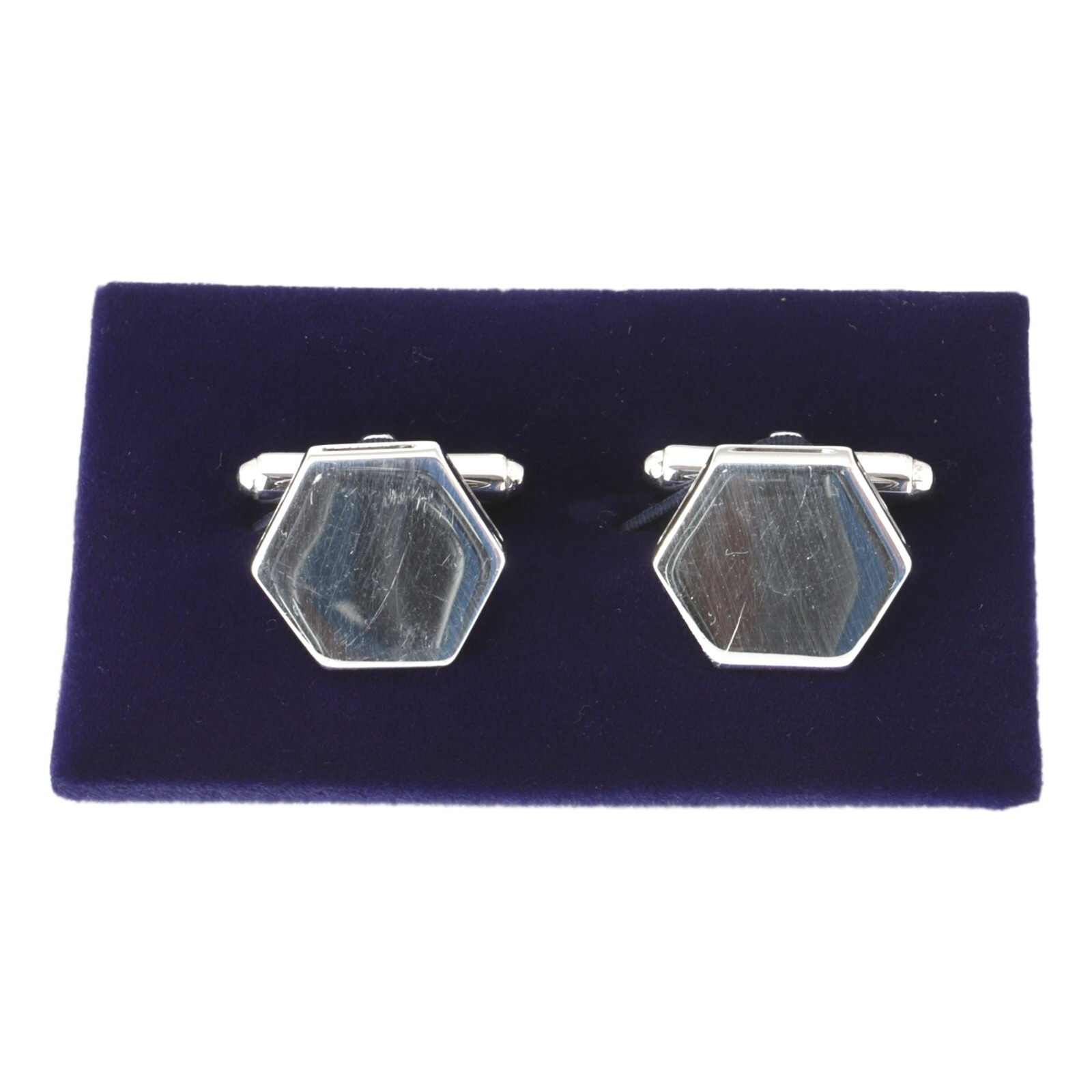 Pair Hallmarked Silver Cufflinks HEXAGONAL Shape … - image 2