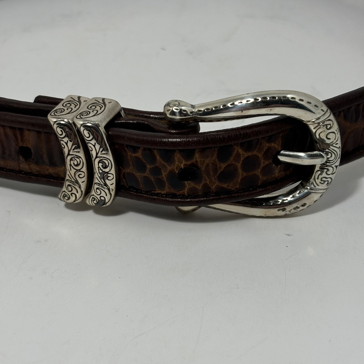 Vintage Brighton Brown Leather Braided Woven Belt Womens  display picture 1