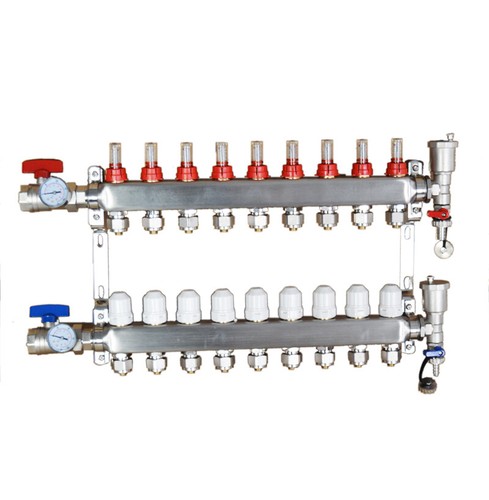 Set collettore riscaldamento a pavimento radiante PEX a 9 rami flusso intelligente 1,6 mm flusso visivo - Foto 3 di 4