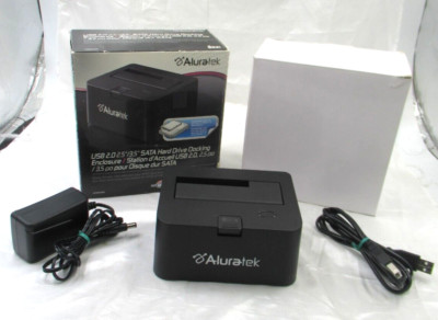 Aluratek USB 2.0  SATA Hard Drive Dock enclosure in Box with cords