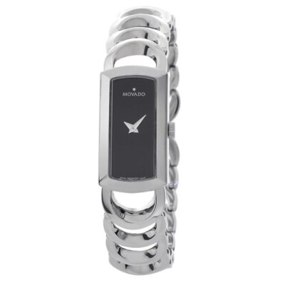 LADIES MOVADO RONDIRO SILVER BANGLE WITH BLACK DIAL Movado Rondiro Watch for Women main image 2