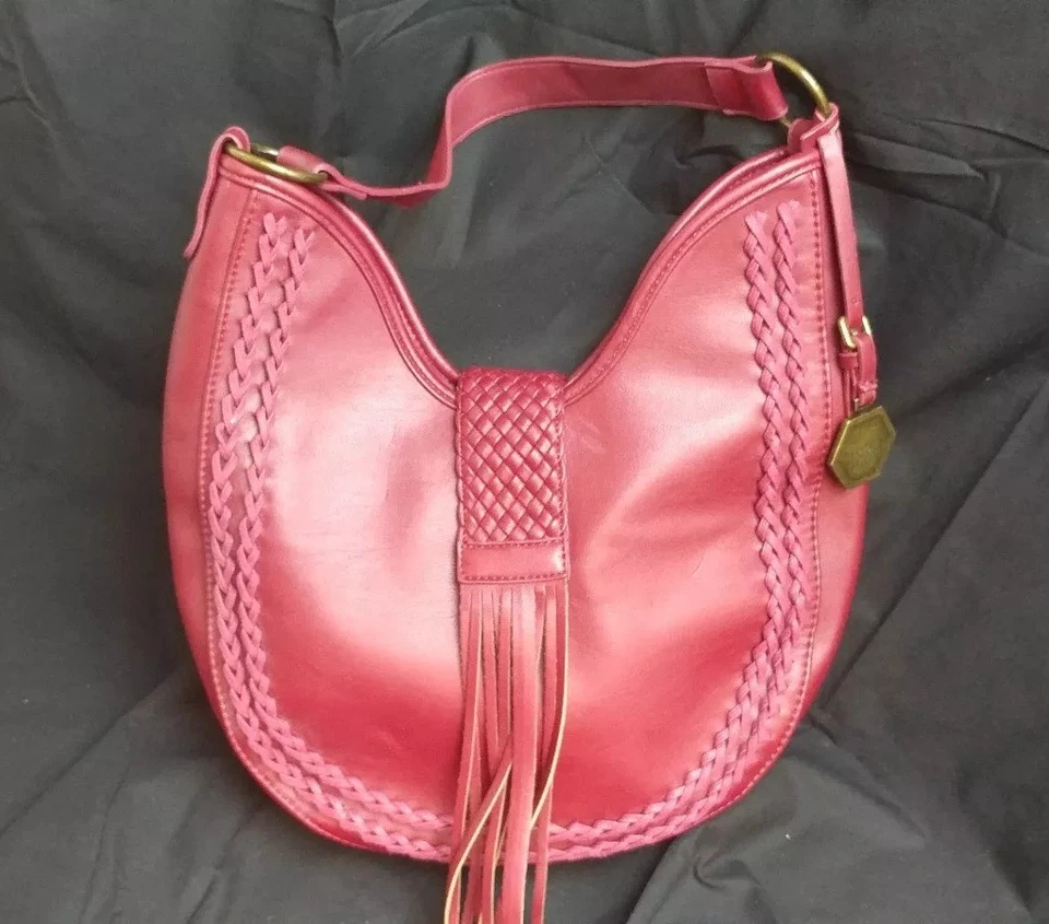 Bolso de Hombro Hobo Grande Hayden Harnett Bolso de Mano Rojo Latón Herrajes Vegano Foto 2 de 4