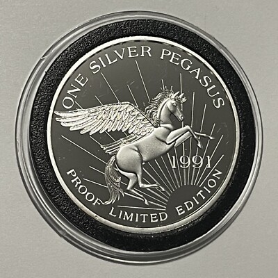 1991 Pegasus Gold Co Black Pine Mine Proof Coin 1 Troy Oz .999
