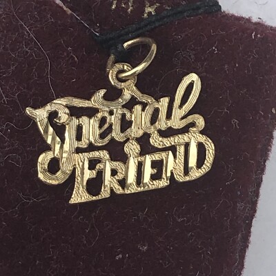 14K massives Gelbgold besonderer Freund Diamantschliff Design kleiner Charm Anhänger
