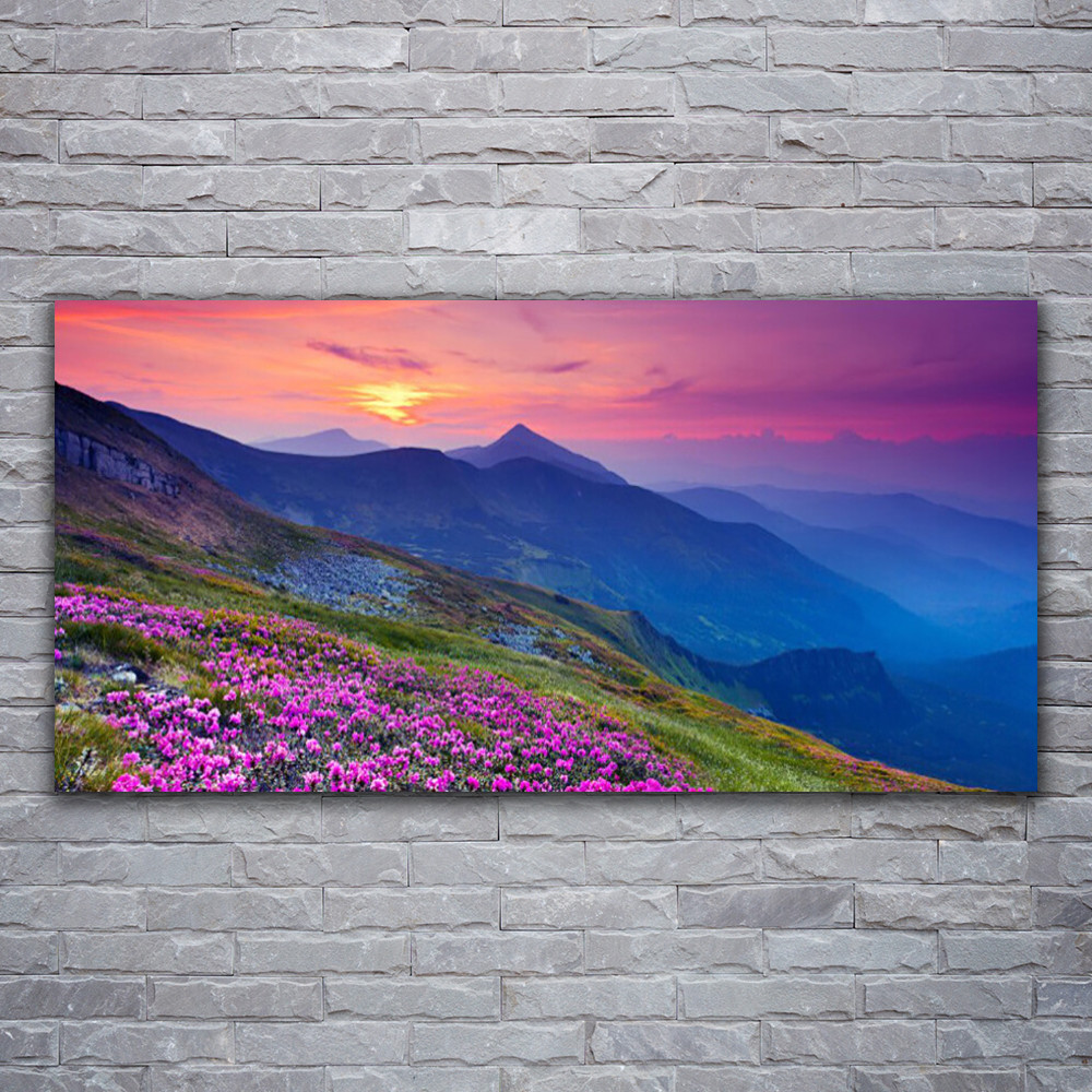 Tableau paysage de montagne 120x60 cm pour salon lumineux