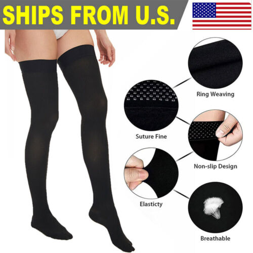 20-30 mmHg Compression Stockings Thigh High Support Socks Varicose Veins Edema - Photo 1 sur 15
