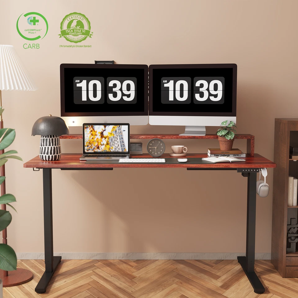 FlexiSpot 40"/48"/55"/60" Altura Escritorio de Pie Ajustable con Ganchos, Marco Negro Foto 2 de 4