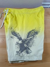 American Eagle Swim Trunks Board Shorts Men's 34 Yellow Eagle Print Beach Surf