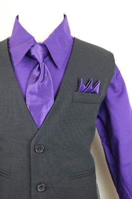 boys vest set solid Purple plum piece suit Spring Easter wedding all size 