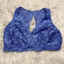 Soma Medium Bralette Blue Embraceable Lace Wireless Pullover