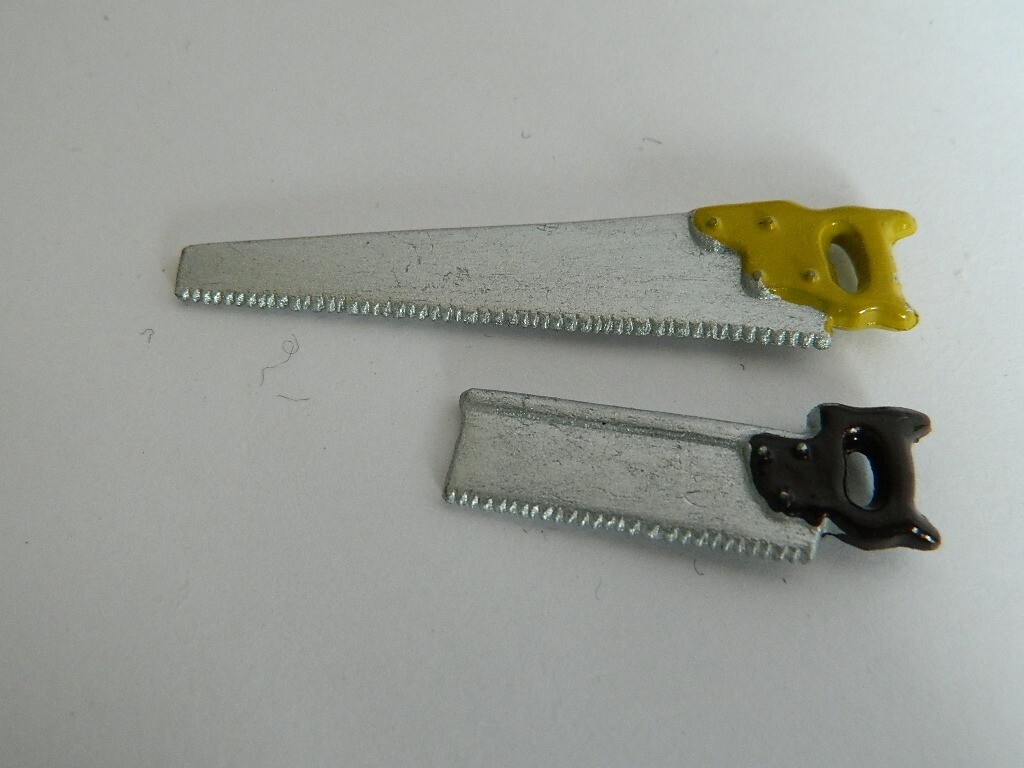 (M5.26) 1/12th scale DOLLS HOUSE METAL TWO HAND SAWS