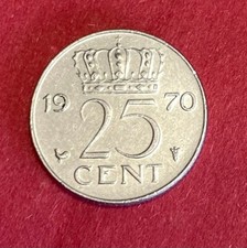 M133 - Coin 25 Cent 1970 Netherlands Juliana Koningin Holland   