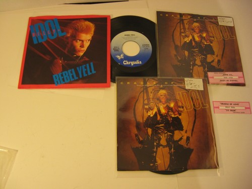 BILLY IDOL LOT 3 REBEL YELL ORIG. CHRYSALIS 45 w/ PAPER SLEEVE + CRADLE BH24 - 第 1/1 張圖片