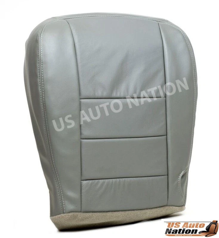 2002-2007 Ford F250 F350 Lariat Genuine Leather Driver Bottom Seat Cover Gray - Image 2 of 4