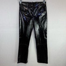 Maje Paveli Black High Rise Vinyl Pants Faux Leather Grunge Edgy trendy patent