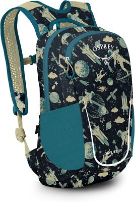 Osprey Daylite Jr. Kids' Commuter Backpack, Space Travel Print/Antique Blue 