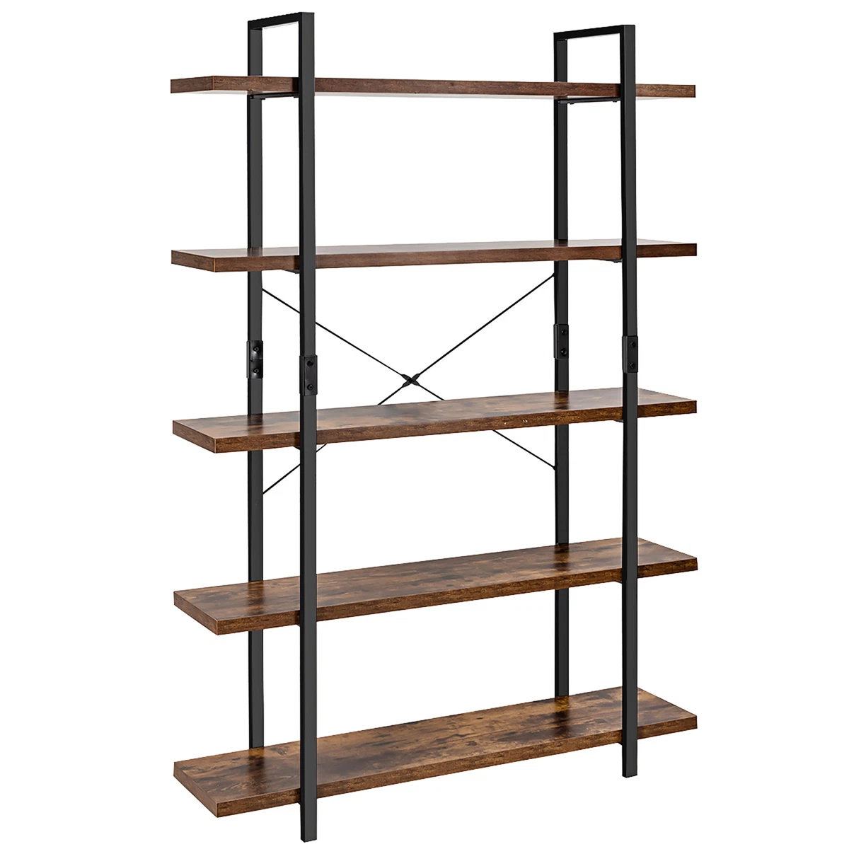 Costway 5 Tier Bookshelf Industrial Bookcase Open Storage Shelf