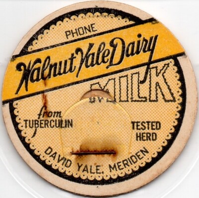 Milk Bottle Cap - Walnut Yale Dairy - Meriden, (Connecticut) - David Yale