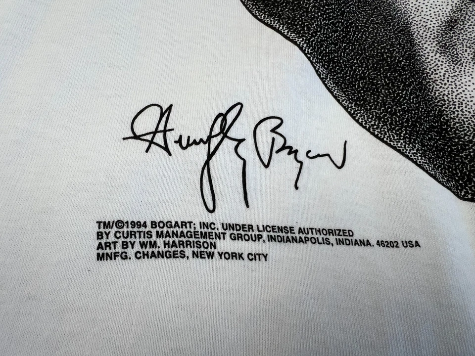 CAMISETA VINTAGE HUMPHREY BOGART BIG FACE STIPPLE ART CAMISETA L 1994 CAMBIOS AUTOMÁTICOS NOS Foto 3 de 4