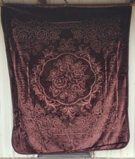 ROSE FLOWER ROSES FLOWERS CUT DESIGN QUEEN SIZE BLANKET BROWN