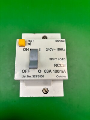 Crabtree 363/S100 63A 30mA RCCB RCD