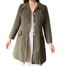 Cacharel Khaki Fitted Mac Jacket French Designer Size Xs Eu 36