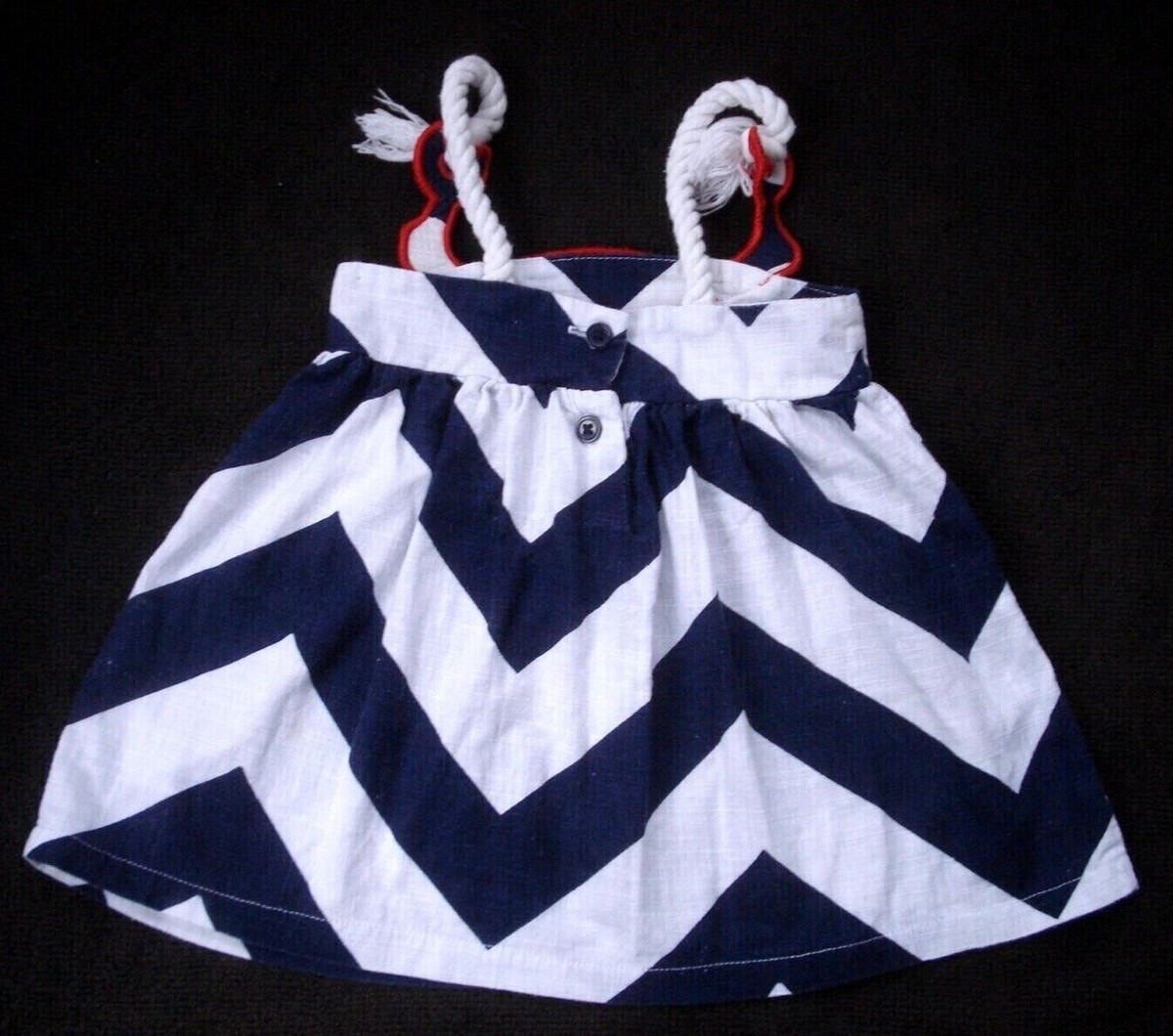 Mud Pie Infant Dress Navy White Red Crab Rope Straps Size 0-6 Months | eBay